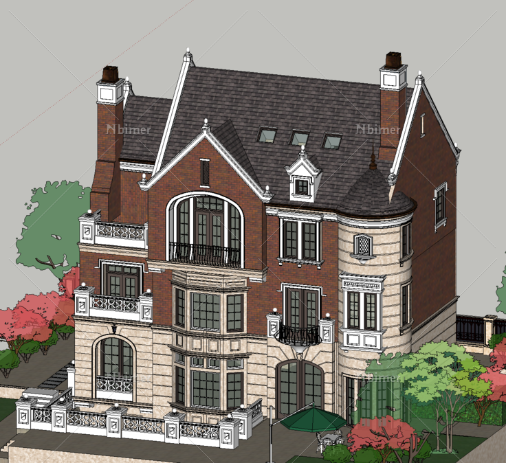 欧式风格独栋别墅SketchUp模型