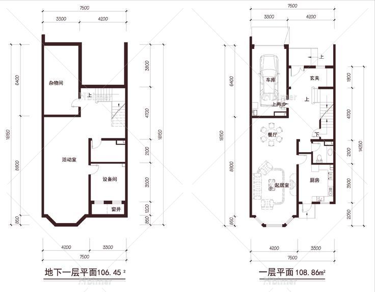  联排 北入户