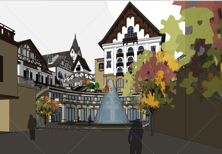 瑞士风情商业街SketchUp模型