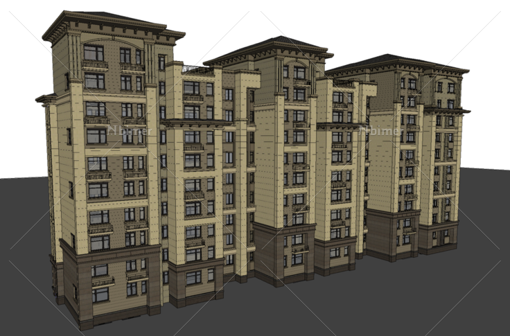 新古典风格小高层住宅SketchUp模型