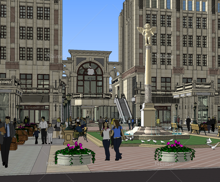 新古典风格商业街 办公楼  公寓 SketchUp模型