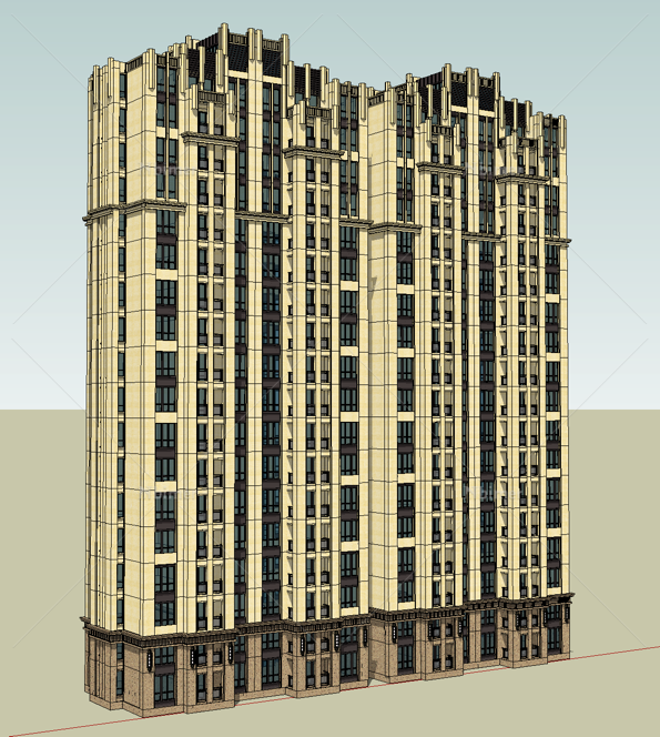 ArtDeco高层住宅单体SketchUp模型