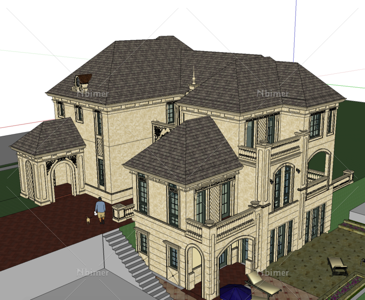 法式风格独栋别墅SketchUp模型