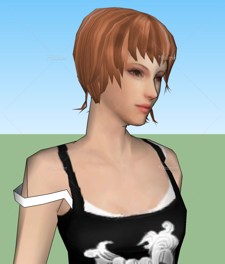 3D黑色吊带装SketchUp美女人物模型