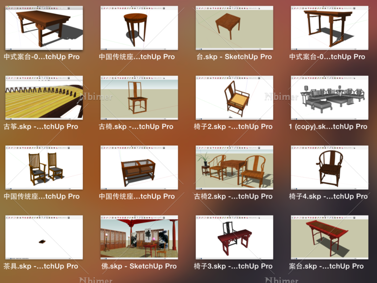 中式家具SketchUp模型合集