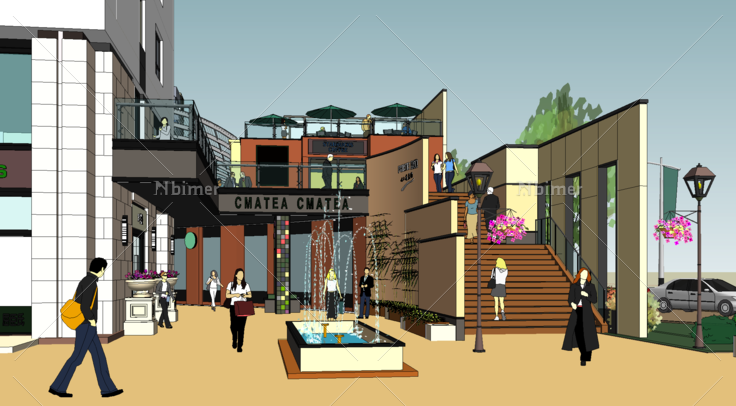 杭州复地项目住宅和商业街SketchUp模型