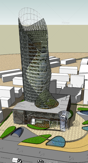 科技感超高层办公楼SketchUp模型