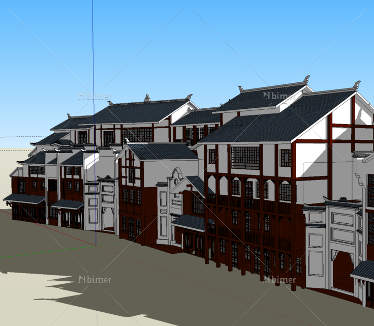 中式风格商业建筑Sketchup模型