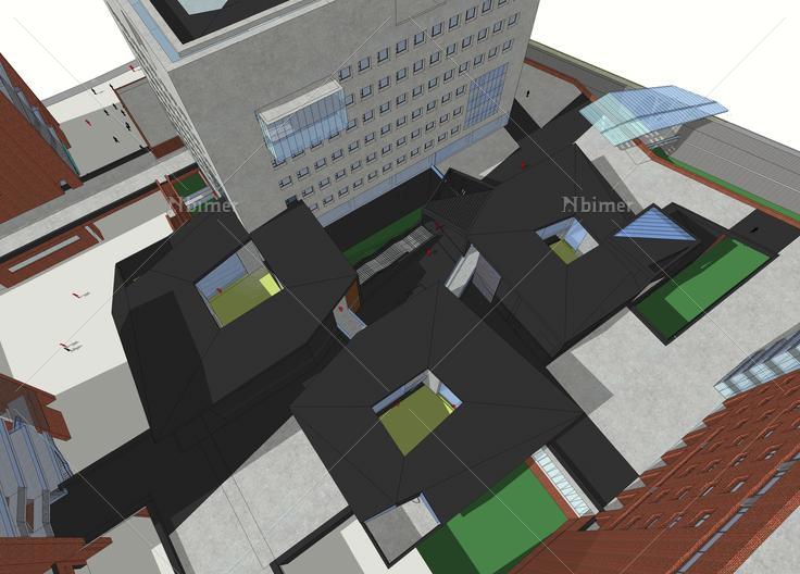 现代图书馆教学楼建筑sketchup模型