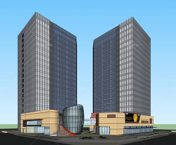现代高层商业综合体建筑方案sketchup模型