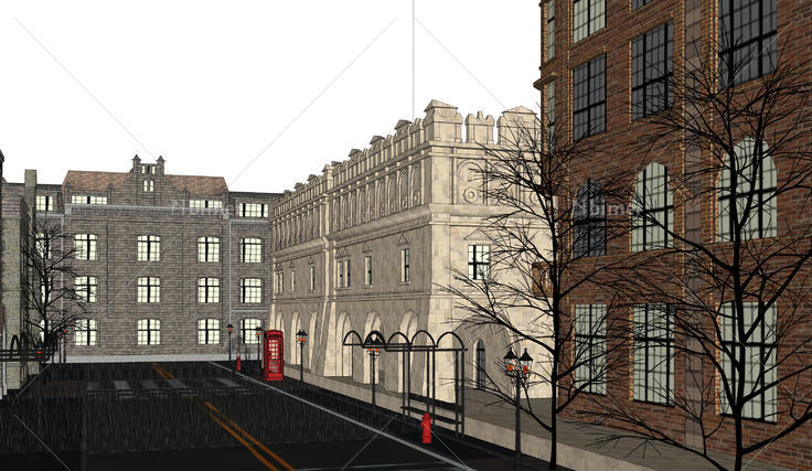 欧式风格街道设计方案sketchup模型