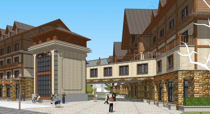 欧式商业街规划方案sketchup模型