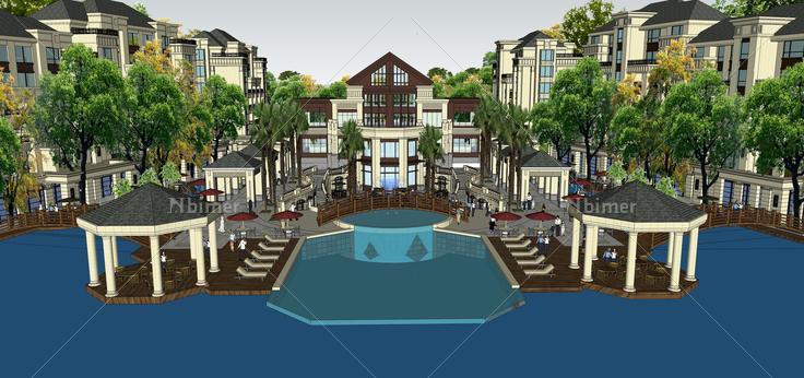 欧式风格高层住宅小区方案sketchup模型