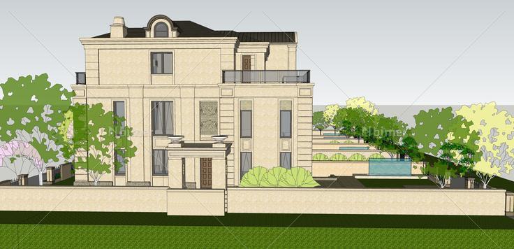 法式风格联排别墅住宅区sketchup模型
