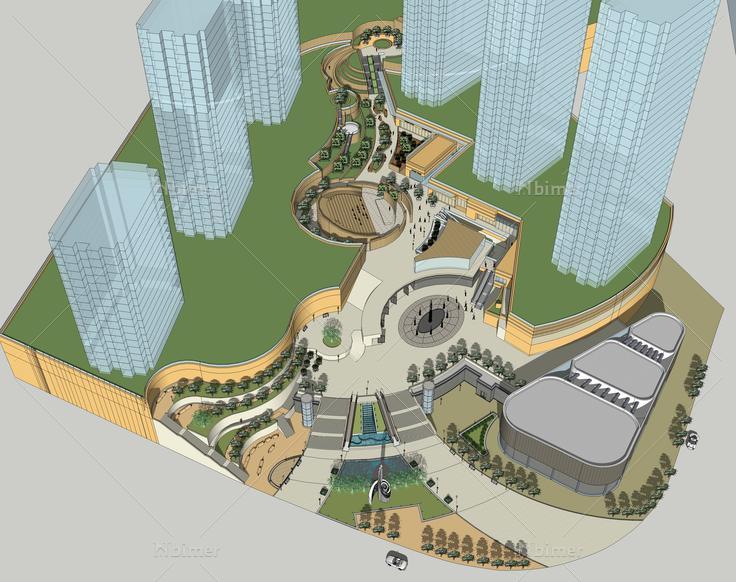 仿难波公园大型城市综合体sketchup模型
