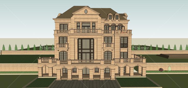 欧式风格独栋别墅住宅设计sketchup模型