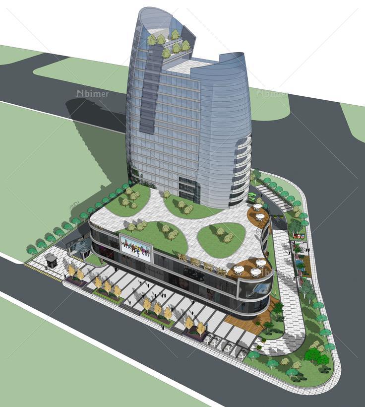 现代风格高层商业大厦方案sketchup模型