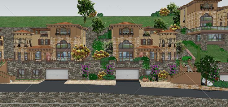 欧式乡村风格独栋别墅方案设计sketchup模型