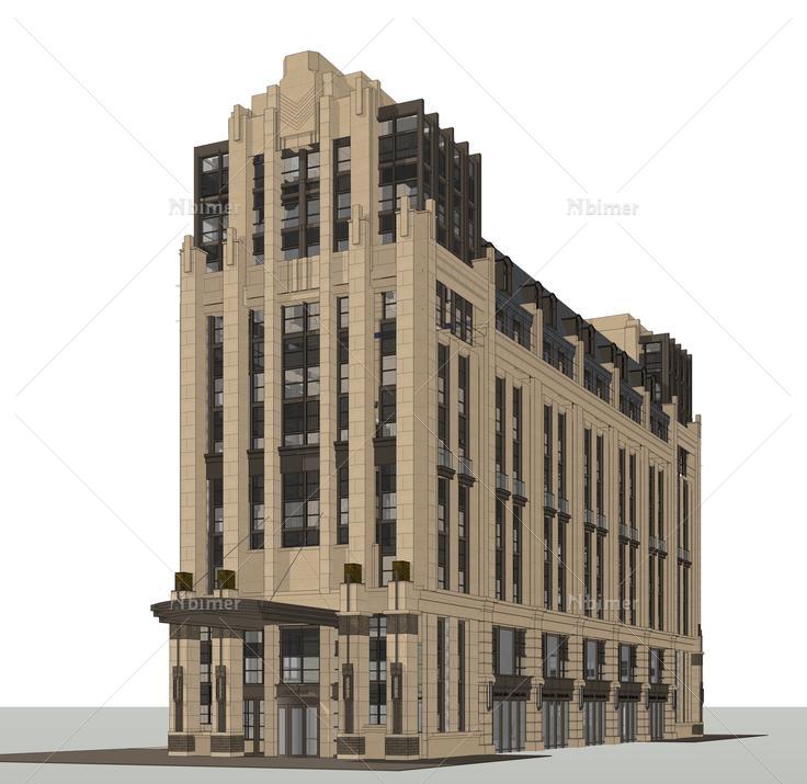 欧式古典风格高层商业建筑sketchup模型