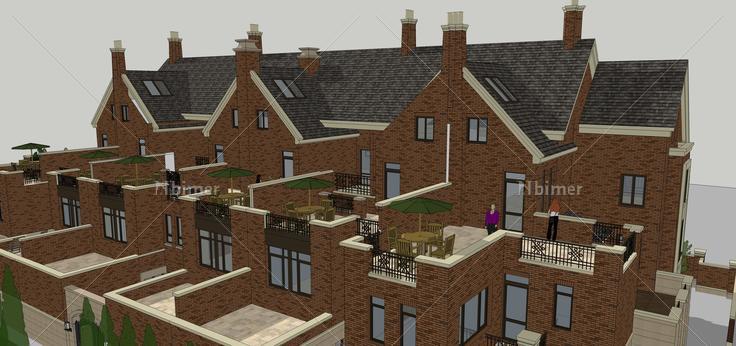 英式风格住宅联排别墅设计方案sketchup模型